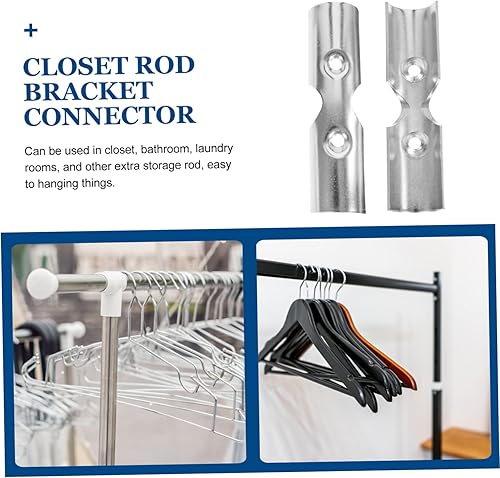 Miniatura 7 de BESTOYARD Juego de 10 juegos de barras de soporte para barra de armario, barras de acero inoxidable, conectores de extremo de tubería inoxidable,
