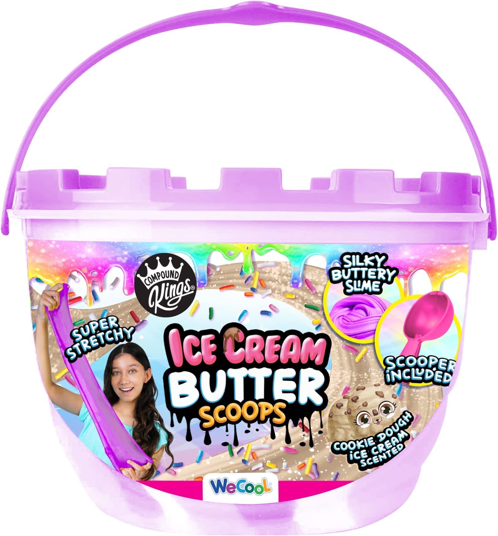Ice Cream Butter Cloudz Scented Large Slime Bucket for Kids – Soft, Squishy, Non-Toxic Sensory Toy | Cookie Dough Scented Purple, Pink & White Swirl Gift Set