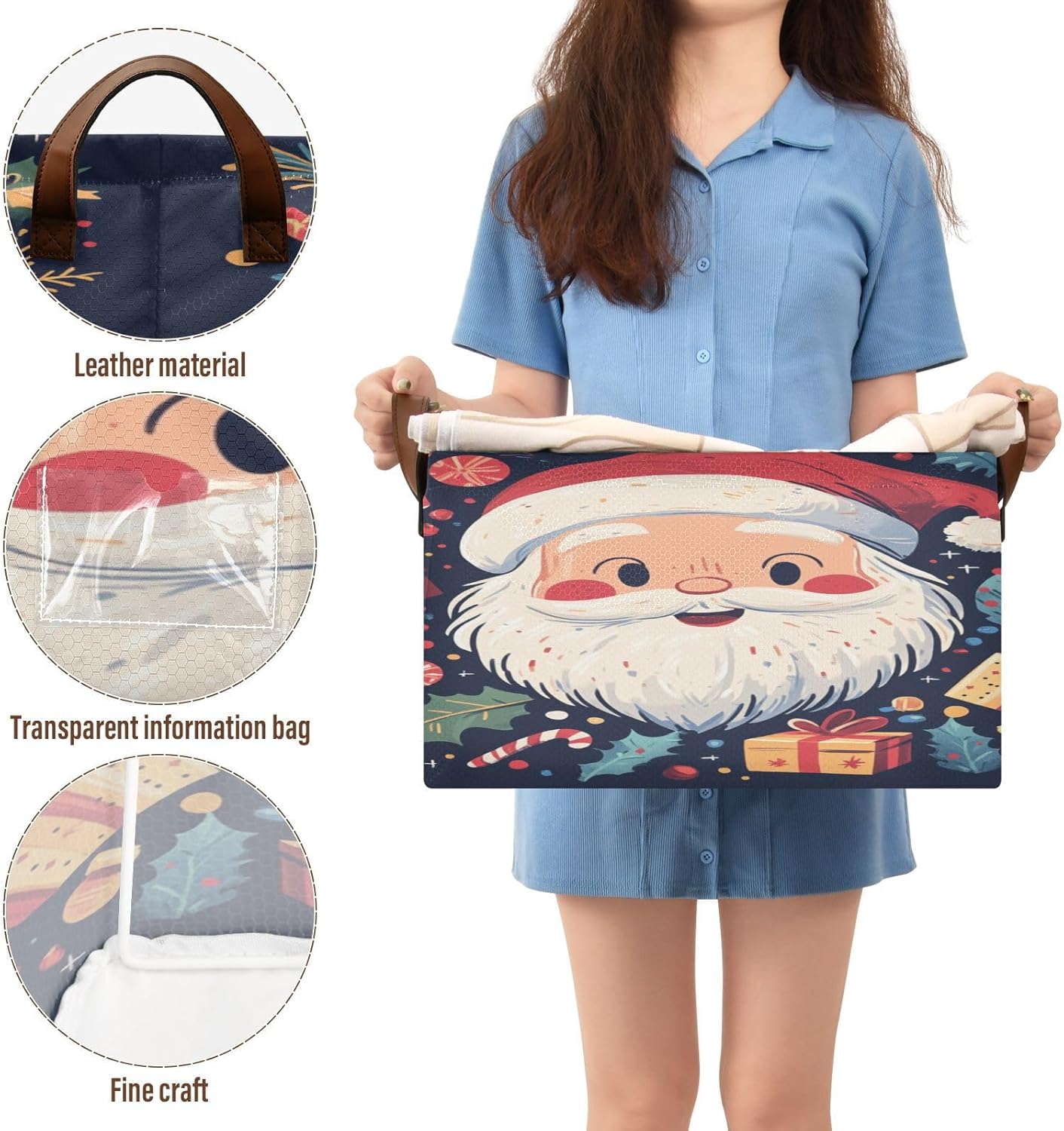 Presents Christmas Man 2 Pack Fabric Storage Bins for Shelves Collapsible Cube Storage Bin Basket Storage Cubes with Handle Under The Bed Storage Bins for Closet Clothes Home Office