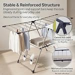 EZHOME Foldable Clothes Drying Rack, Stainless Steel Heavy Duty Laundry Hanger with Shoe Clips, Indoor Outdoor Use, 50KG Load, 164×61×120cm, Collapsible & Space Saving Design, YLT-0501C