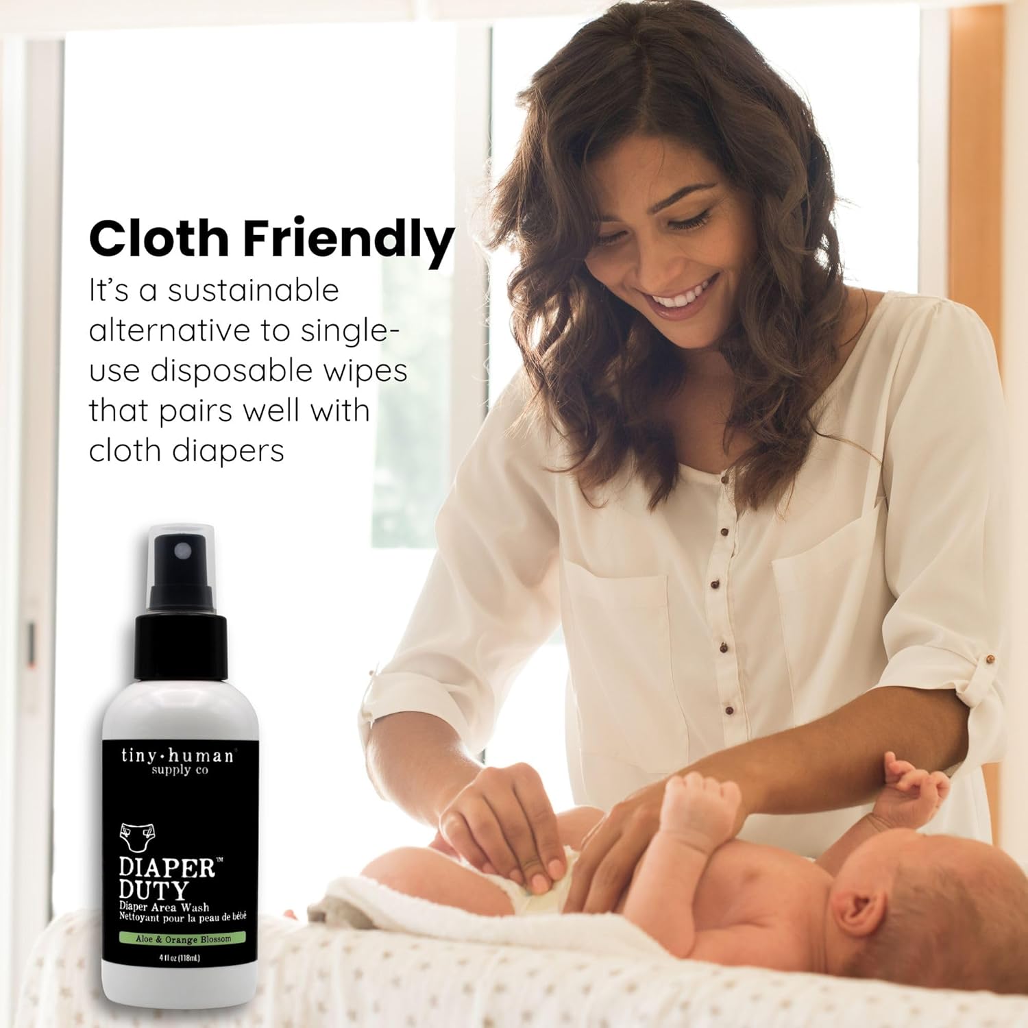 Diaper Duty Diaper Area Wash 4oz (5 Pack), Orange Blossom & Aloe, Gentle Cleansing Spray for Cloth Diapers, Calming & Soothing