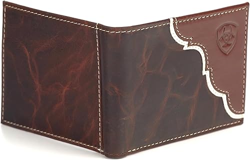Miniatura 2 de ARIAT Billetera plegable con logotipo escudo en relieve para hombre A3547908, marrón (Two Tone Brown), Billetera plegable