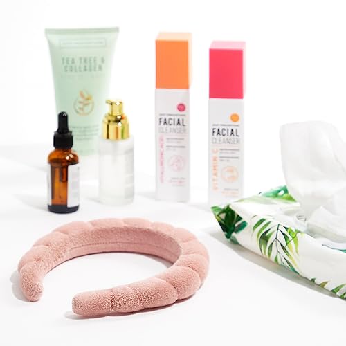 Miniatura 6 de Nicole Miller - Diademas de spa (paquete de 2)  Diadema de tela de rizo para mujeres y niñas, soporte para cabello cómodo y absorbente para