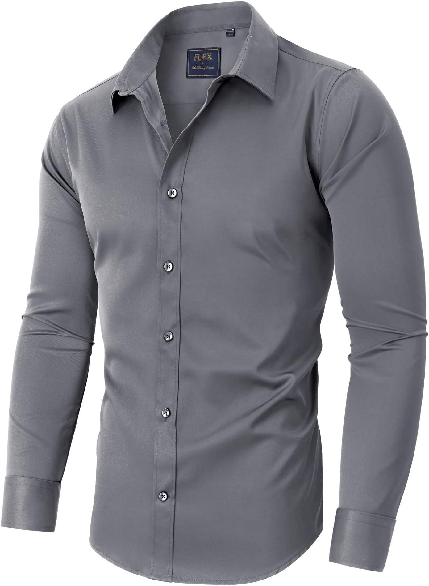 Alimens & GentleMen's Dress Shirts Long Sleeve Wrinkle-Resistant Casual Button Down Shirt