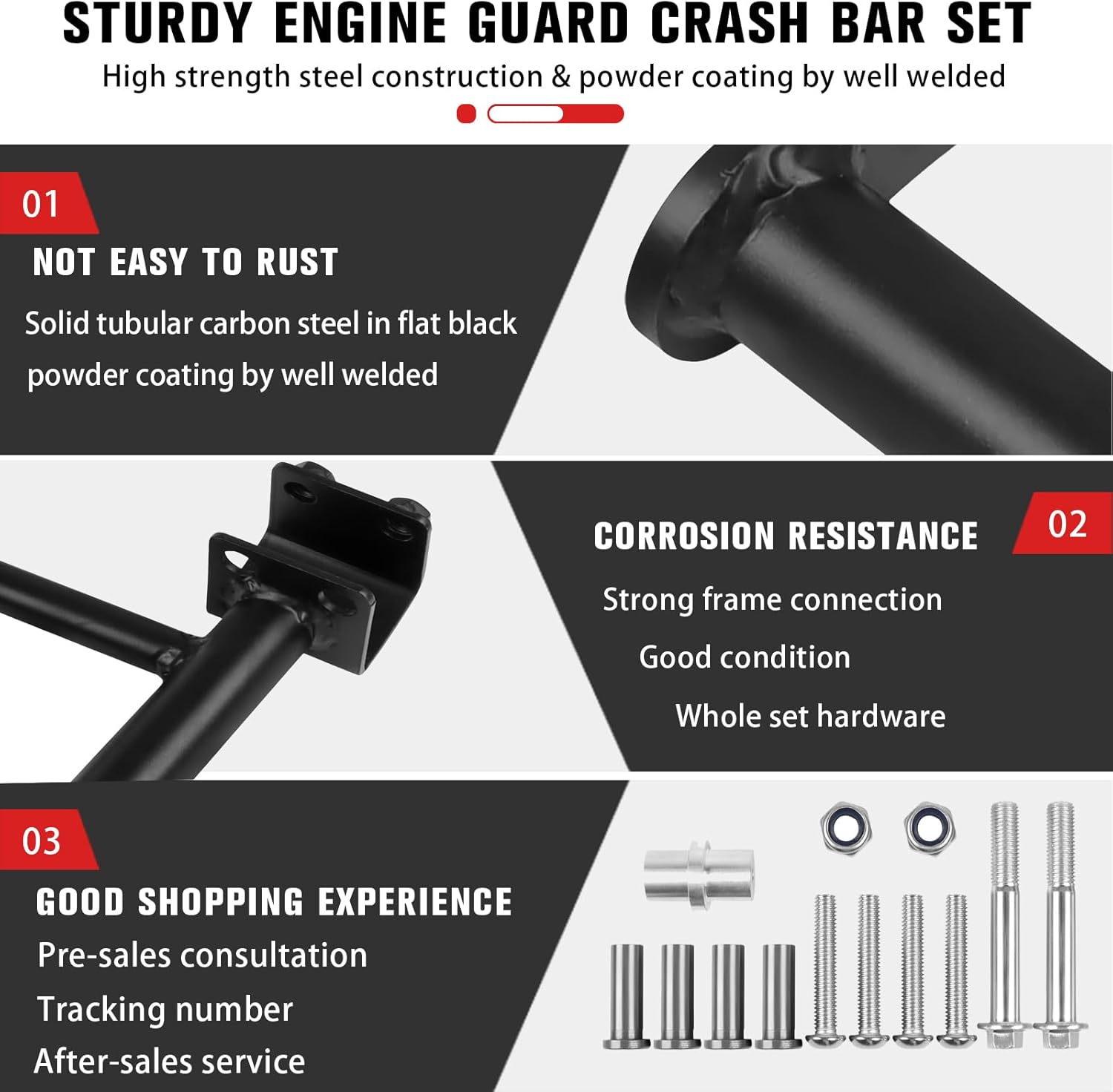 CHIFUN Engine Guard Highway Crash Bar for Honda Rebel 300 CMX300 2017-2025, Rebel 500 CMX500 2017-2025, CL300 2023 2024, 1.25‘’ Steel Motorcycle Frame Protection Bars Replacement (Black)