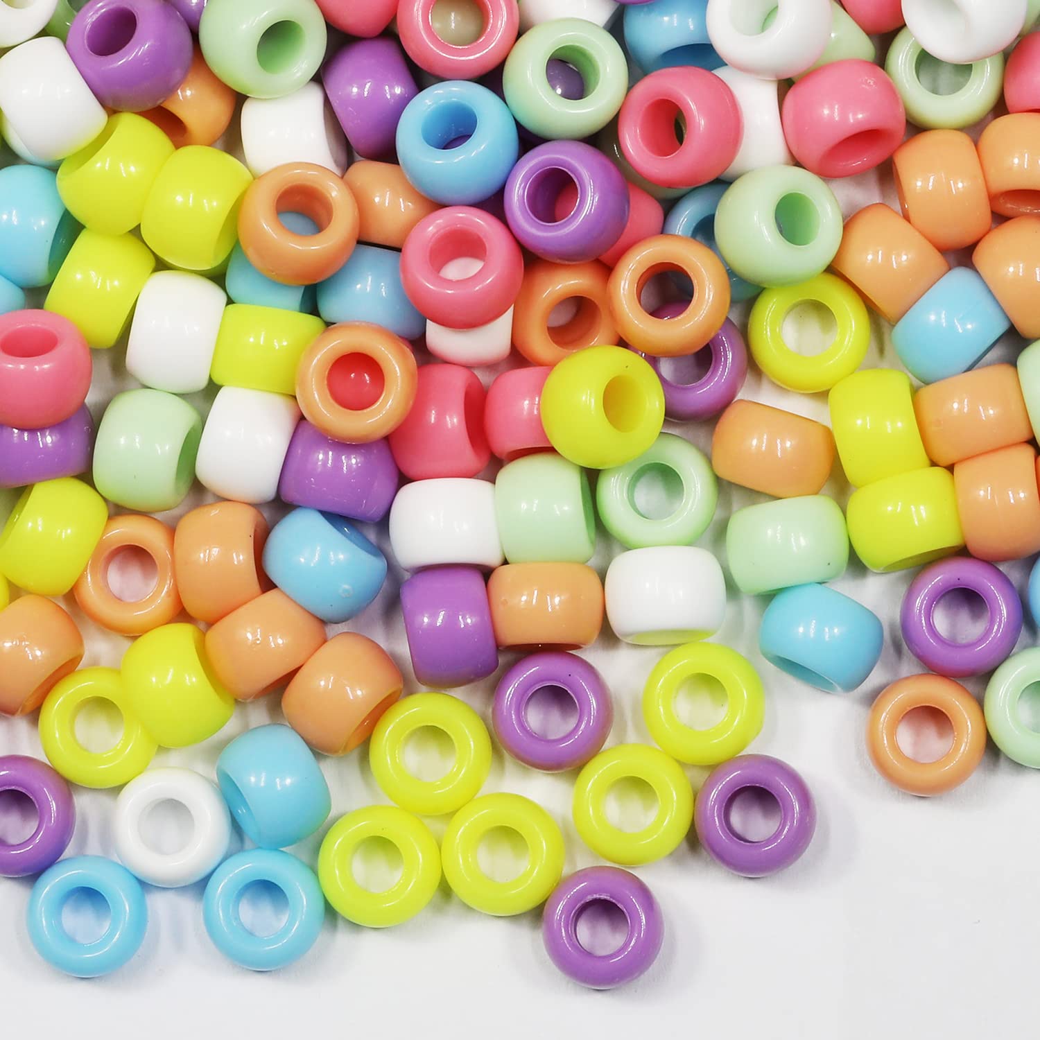 1000+ PCS Pony Beads, Bracelet Beads, Beads for Hair Braids for Crafts Plastic Beads, Hair for Braids 6x9mm (Light Color Mix) - Image 2