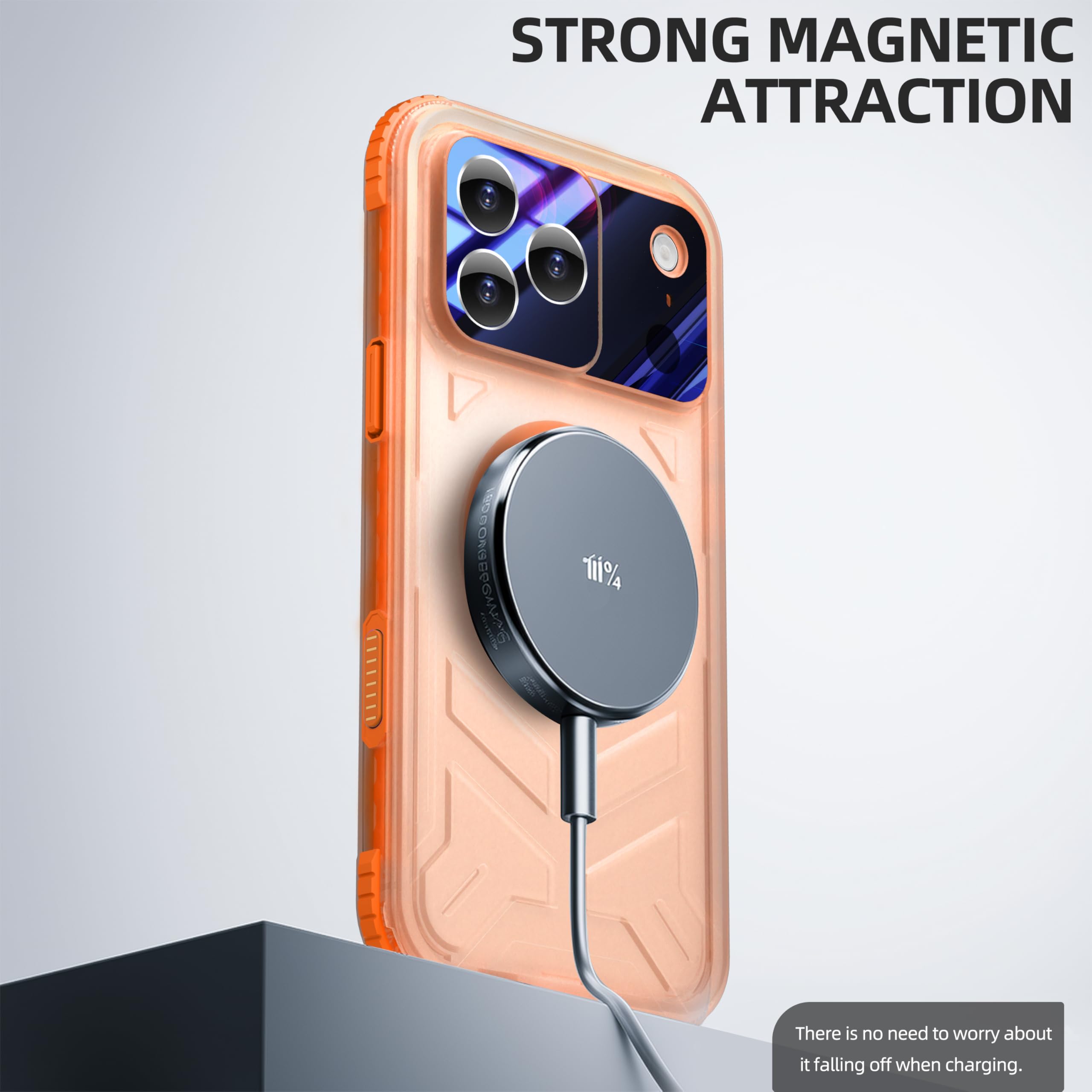 Funda impermeable para iPhone 17 Pro Max, funda protectora de cuerpo completo 360 con protector de cámara de pantalla integrado, filmación subacuática, esnórquel y natación, borde naranja