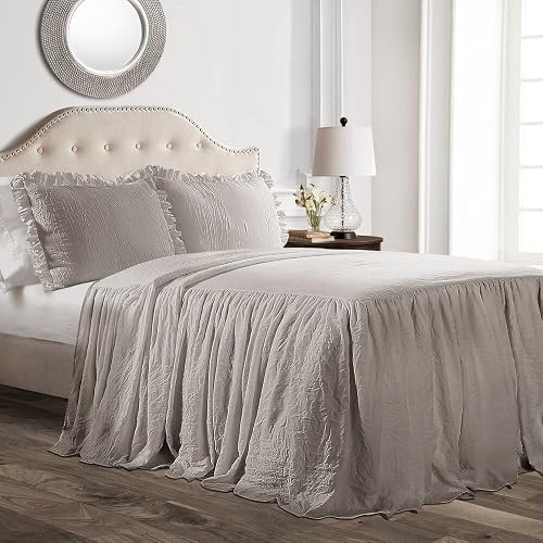 Lush Decor Ruffle Skirt Bedspread Set - 3-Piece Luxurious Farmhouse