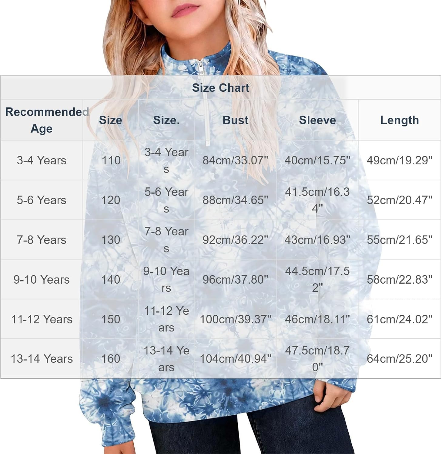 Kids Tie Dye Half Zip Pullover Fleece Hoodie Boho Athletic Sweatshirt Fall