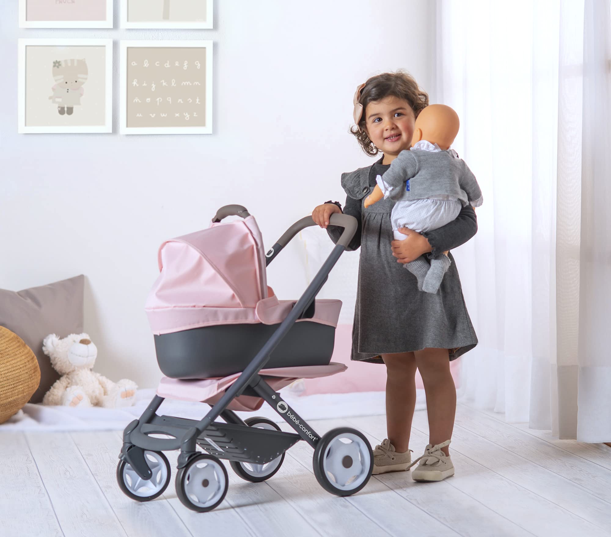 Smoby Combi Silla+ Capazo Bebe Confort Rosa, Color (253116)