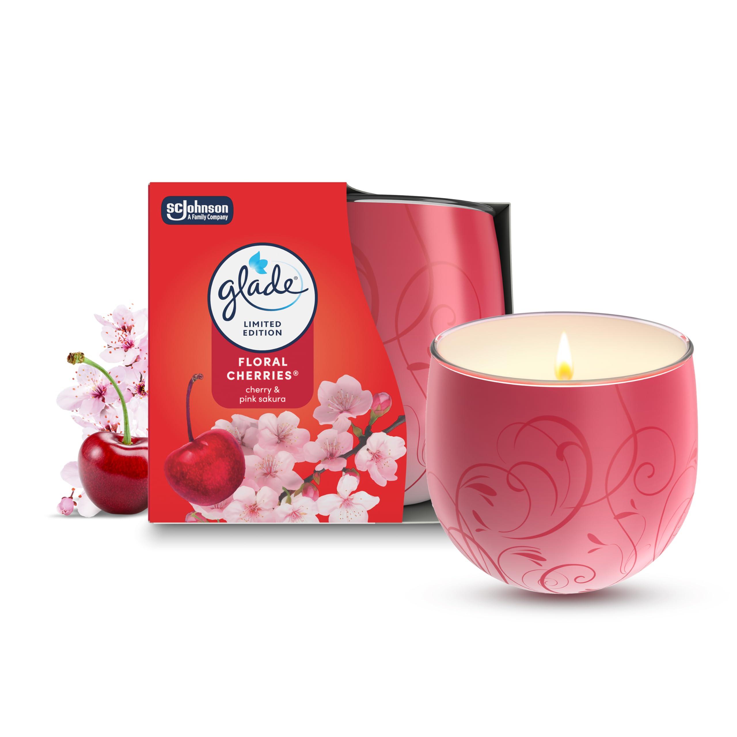 Glade Frosted Floral Cherries Decorative Candle