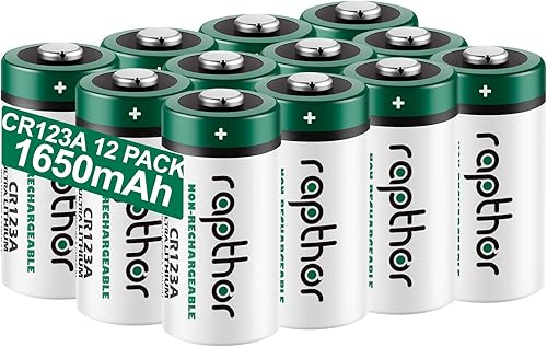 rapthor 1650mAh CR123A 3V baterías de litio paquete de 32 CR123 de alta potencia 123A CR17345Photo Battery PTC protegido para cámaras linterna