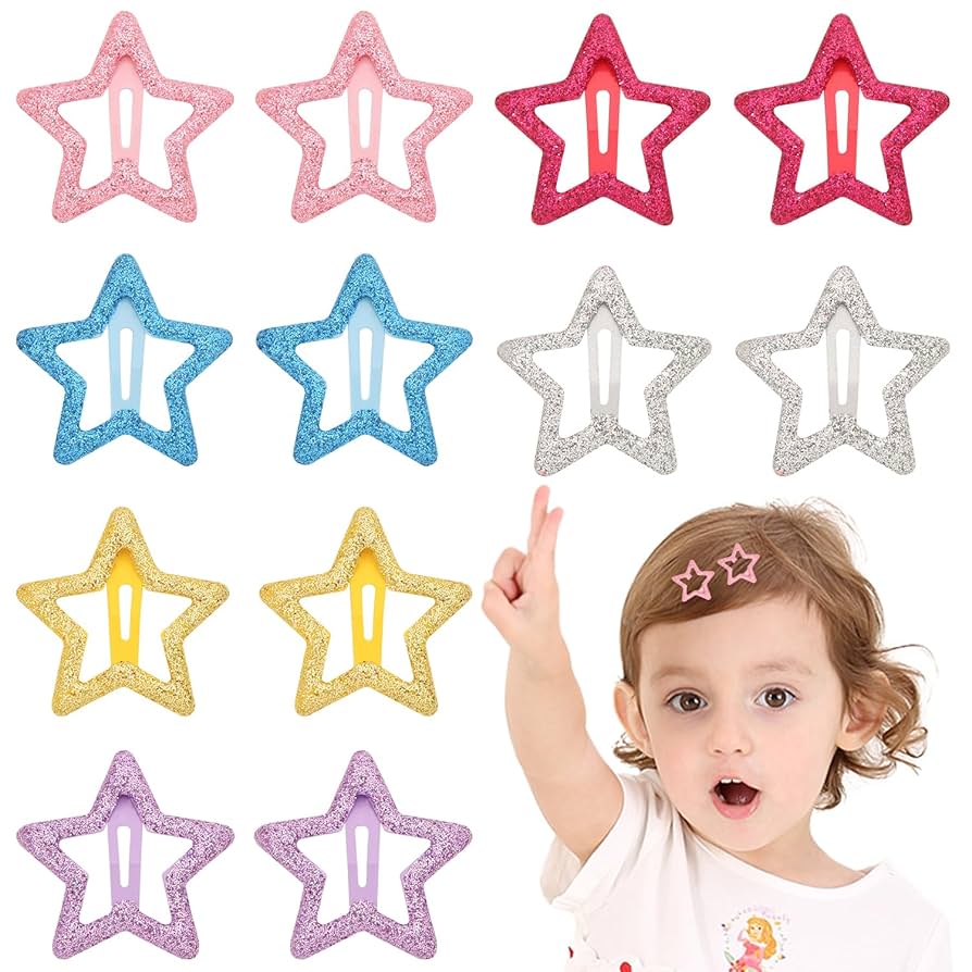 (KIDS) ヘアピン　星型　キラキラ　おしゃれ　可愛い　髪止め ヘアピン 星型 おしゃれ パッチン留め クリスタルヘアピン