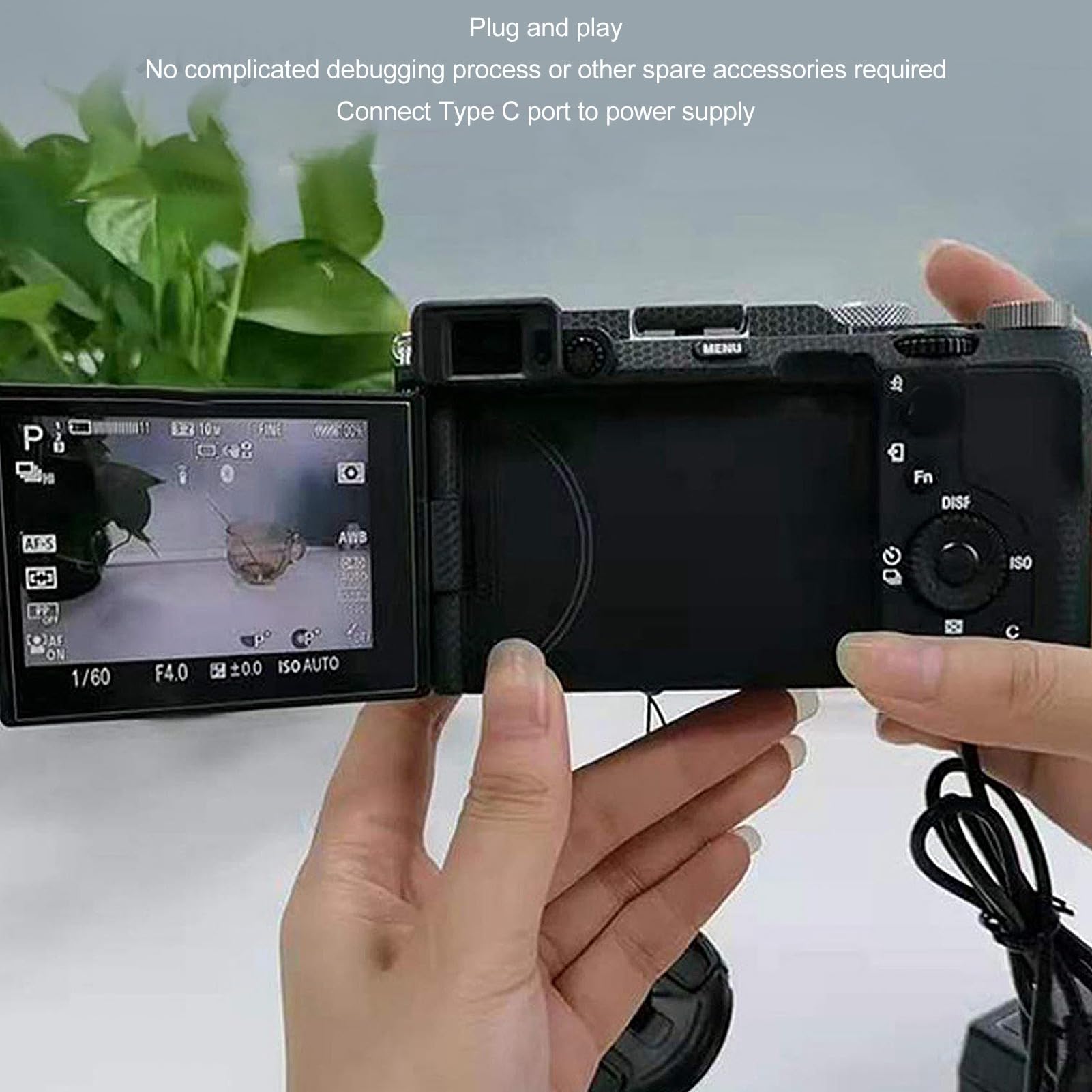 Keenso Atrapa Akumulatora USB C do Aparatu Z50 ZFC Z30, Technologia Ochrony środowiska Aparat Cyfrowy Zasilanie Zewnętrzne, Plug and Play dla Profesjonalistów Zajmujących się fotografią