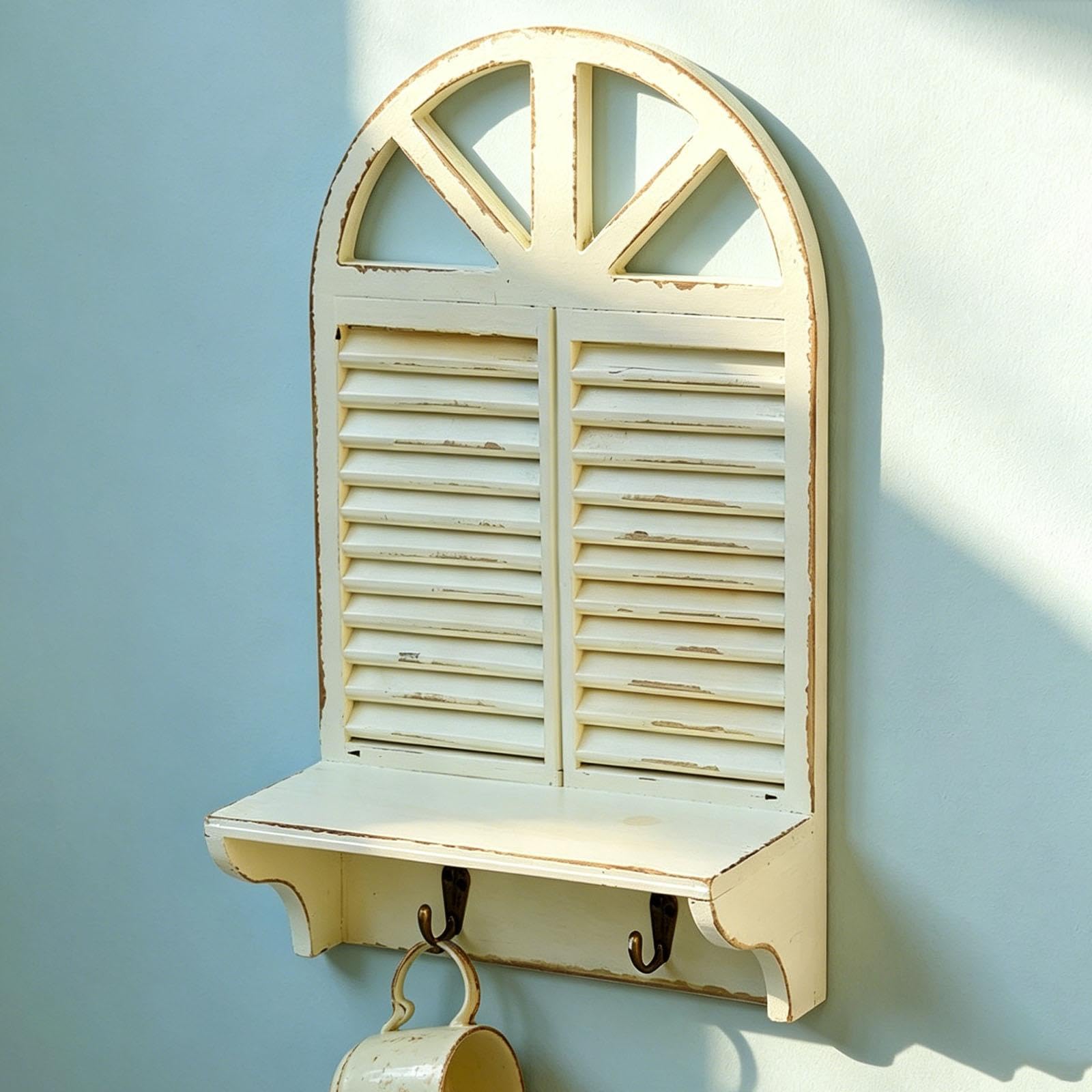 LOVIVER Fensterrahmen-Regal, Wandmontage, Vintage-Design, Küchenorganisation, 46.3 cm X 27 cm