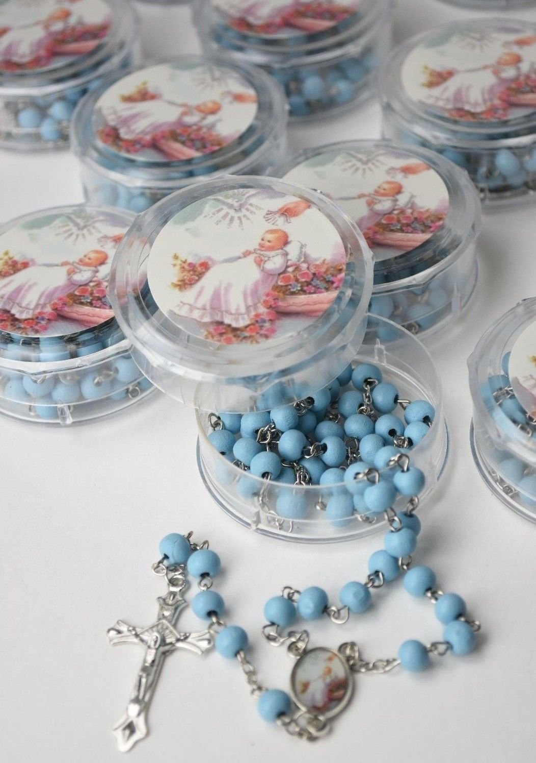 12 pcs Blue Scented Wooden Rosaries Baby Baptism Party