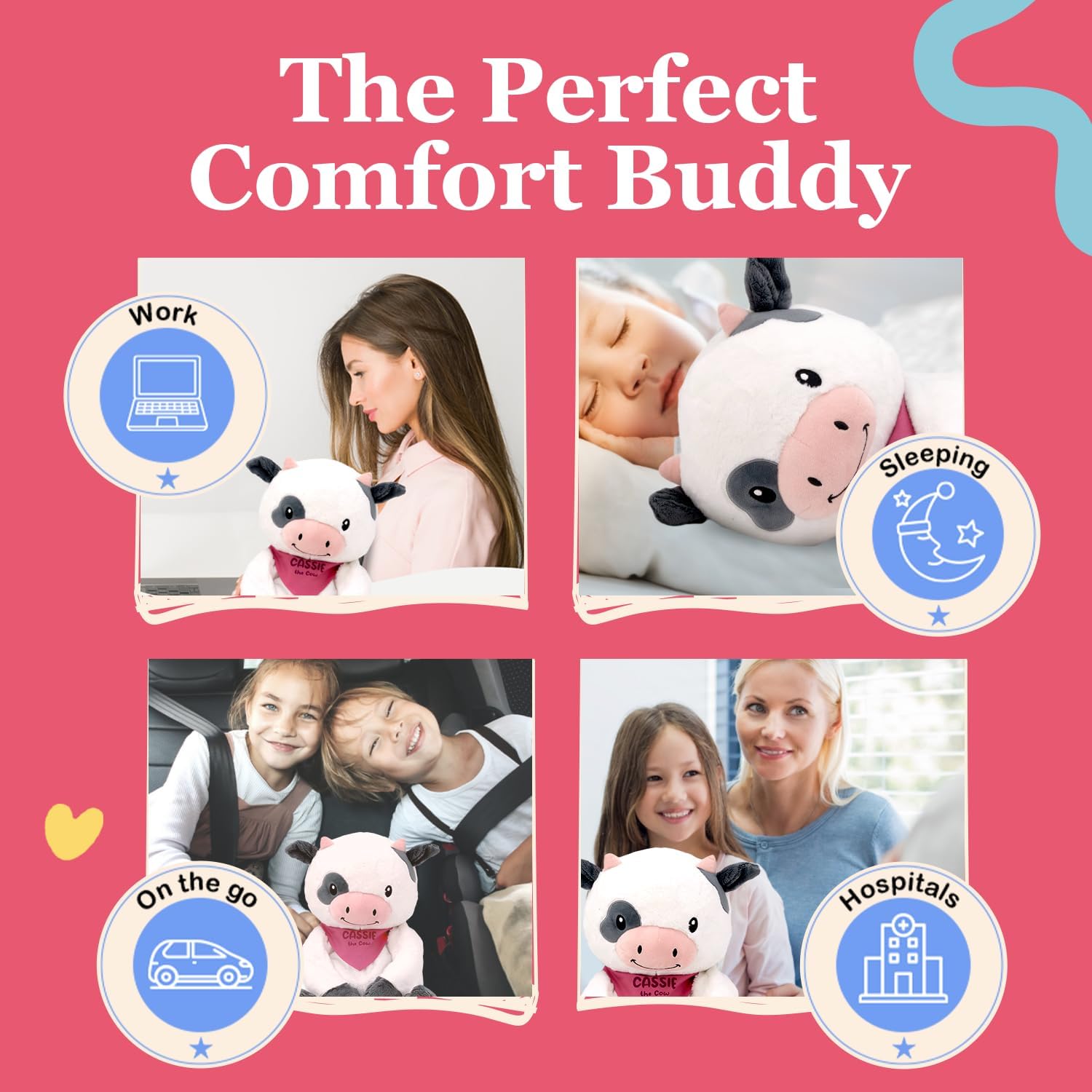 Lilly's Love Weighted Stuffed Animals for Adults & Kids — 5lb Calming Cow Plush for Anxiety, ADHD & Sensory | Machine Washable Weighted Stuffed Animal w/Removable Insert | Cassie The Cow