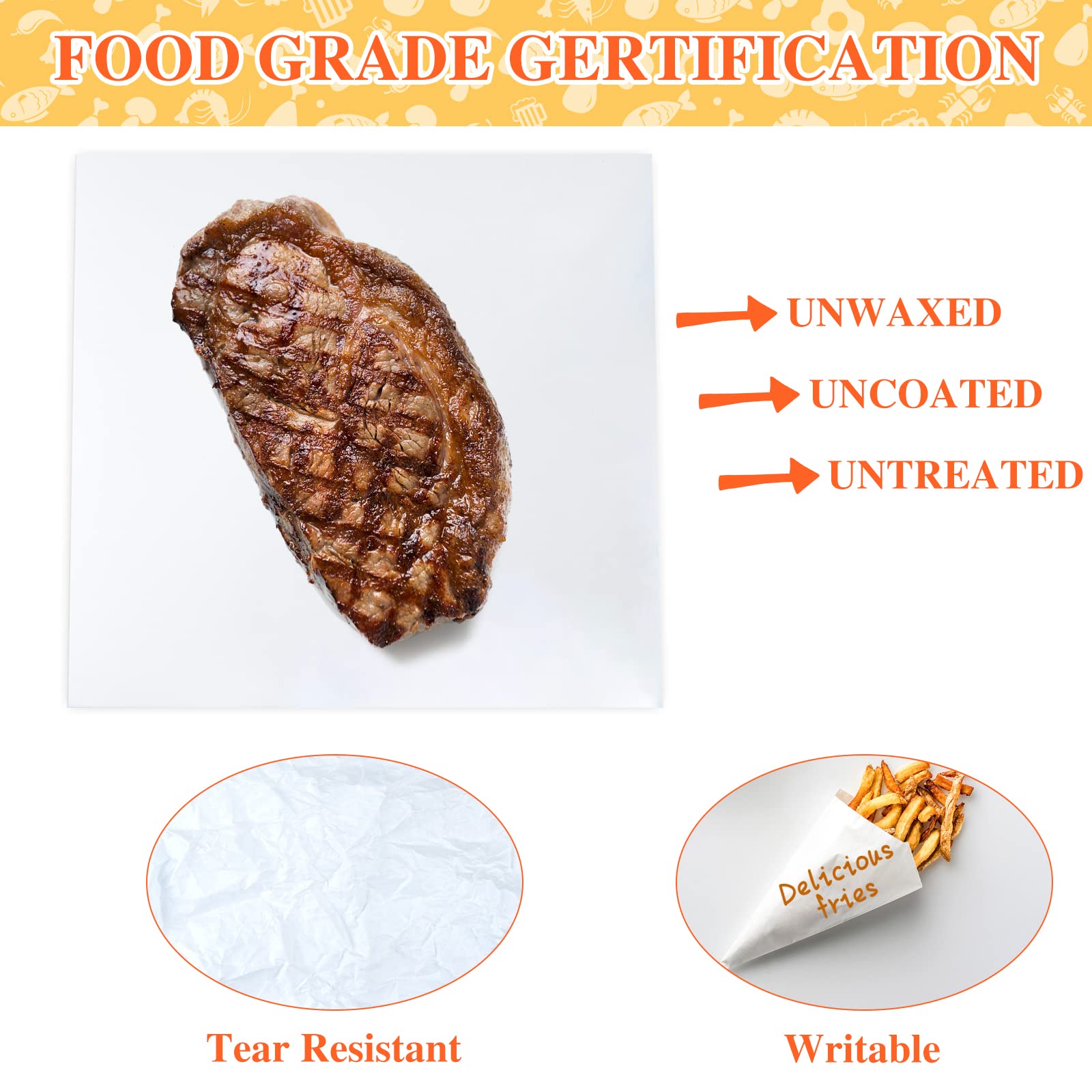 BOUIEXYE 120 Pieces White Butcher Paper 12 x 11 Inch Square Meat Sheet No Wax Thicken Disposable for Wrapping Meat Sublimation Heat Press - Image 4