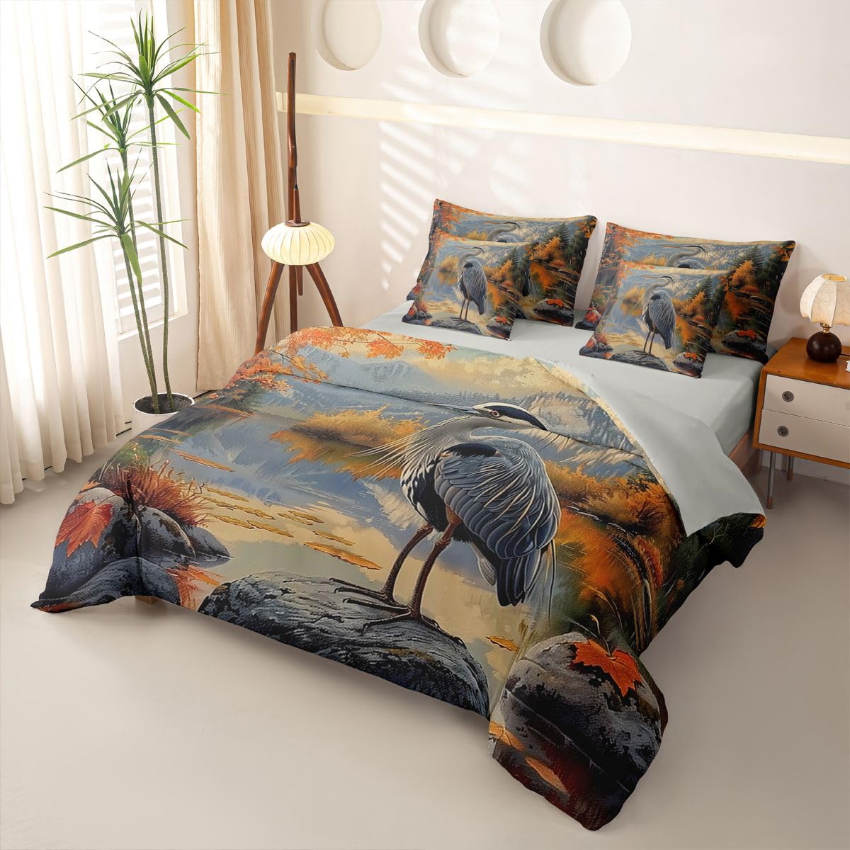 Homewish Großer Blauer Reiher Bettwäsche 155x220 7teilig