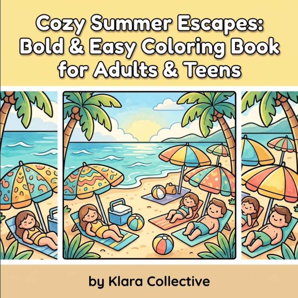 Cozy Summer Escapes: Bold & Easy Coloring Book for Adults & Teens