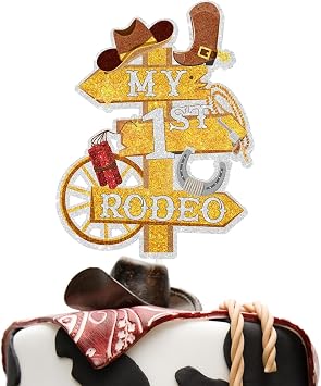 My 1st Rodeo Happy Birthday Cake Topper for Dallas Little Cowboy Cowgirl Theme Boy Girl First Birthday Party Decorations Supplies