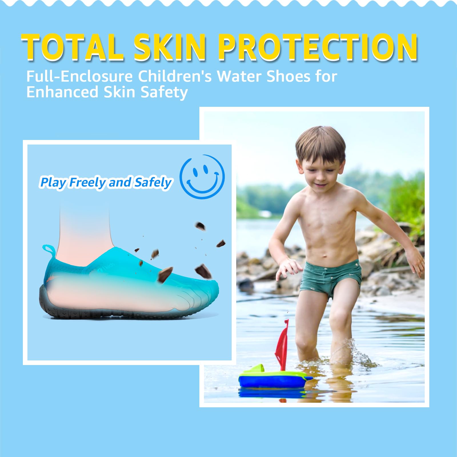 STQ KIDS Scarpine Bambino Granchi Bambino Leggero Scarpe da Acqua Flessibile Traspirante Asciugatura Rapida Calzini per Piscina EU20-28