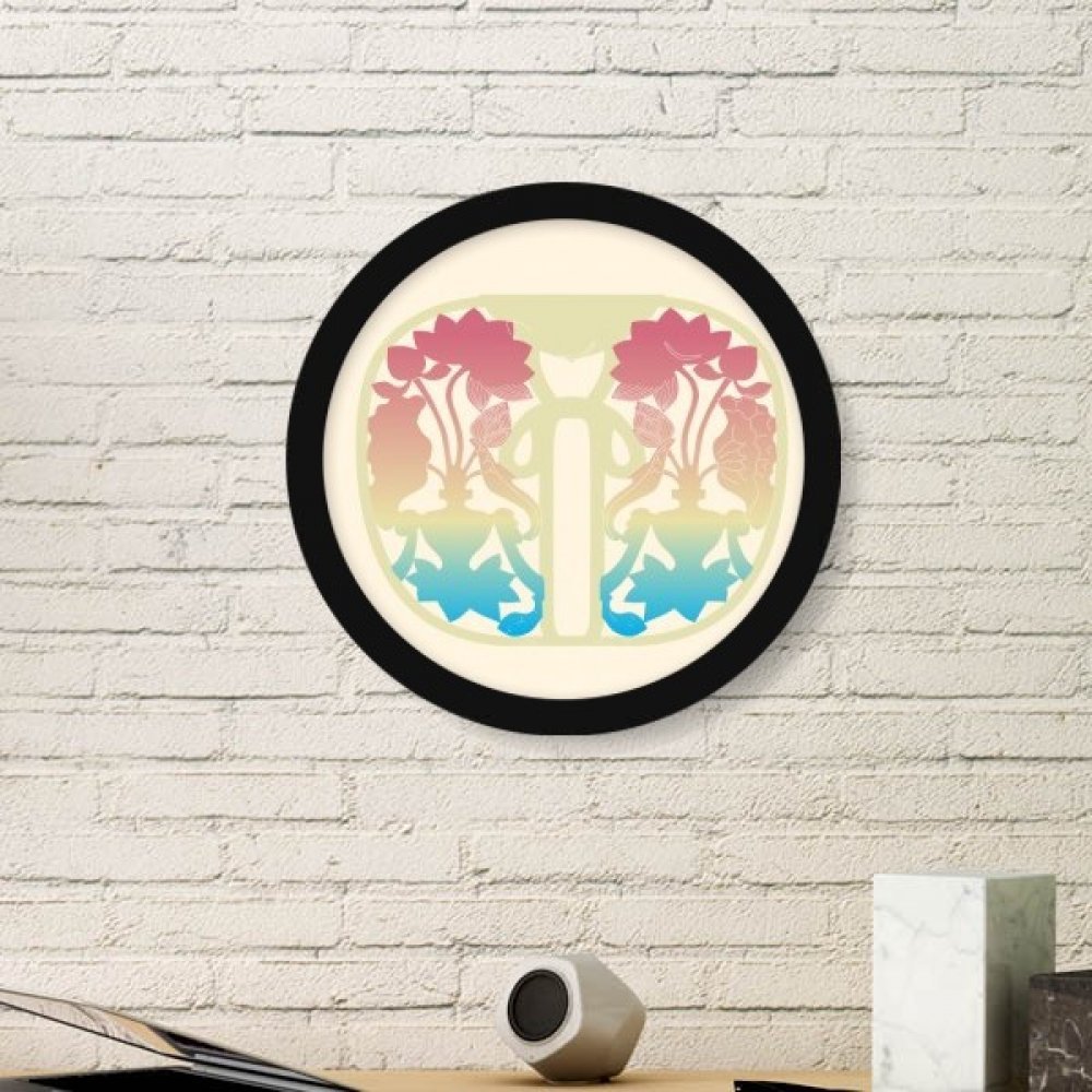 Peinture colorée ronde pour salon moderne cadre noir et fleur jaune DIYthinker de petite taille
