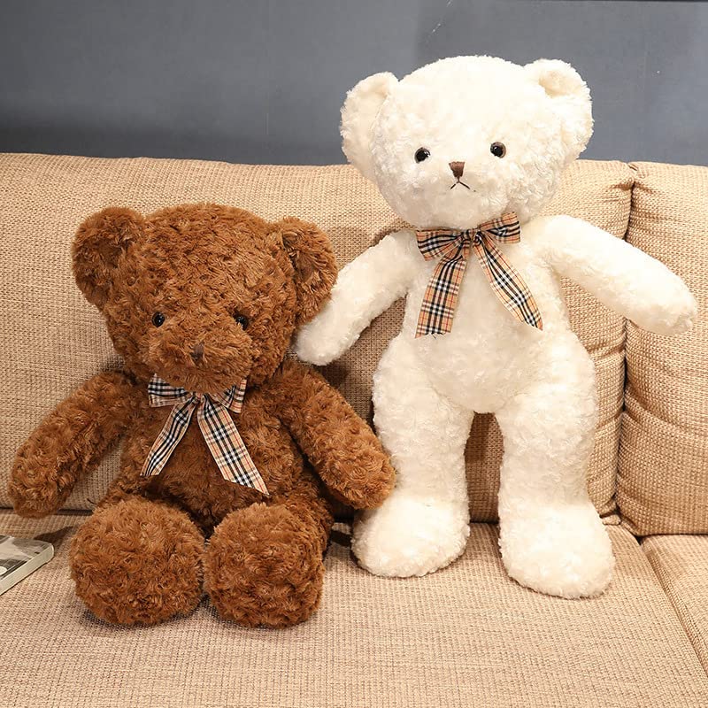 Schöne Teddybär Plüschtier Kinder besänftigen Puppe niedliche Fliege Bär Kissen Stofftier Puppe für Mädchen Geburtstagsgeschenk 80cm Weiß