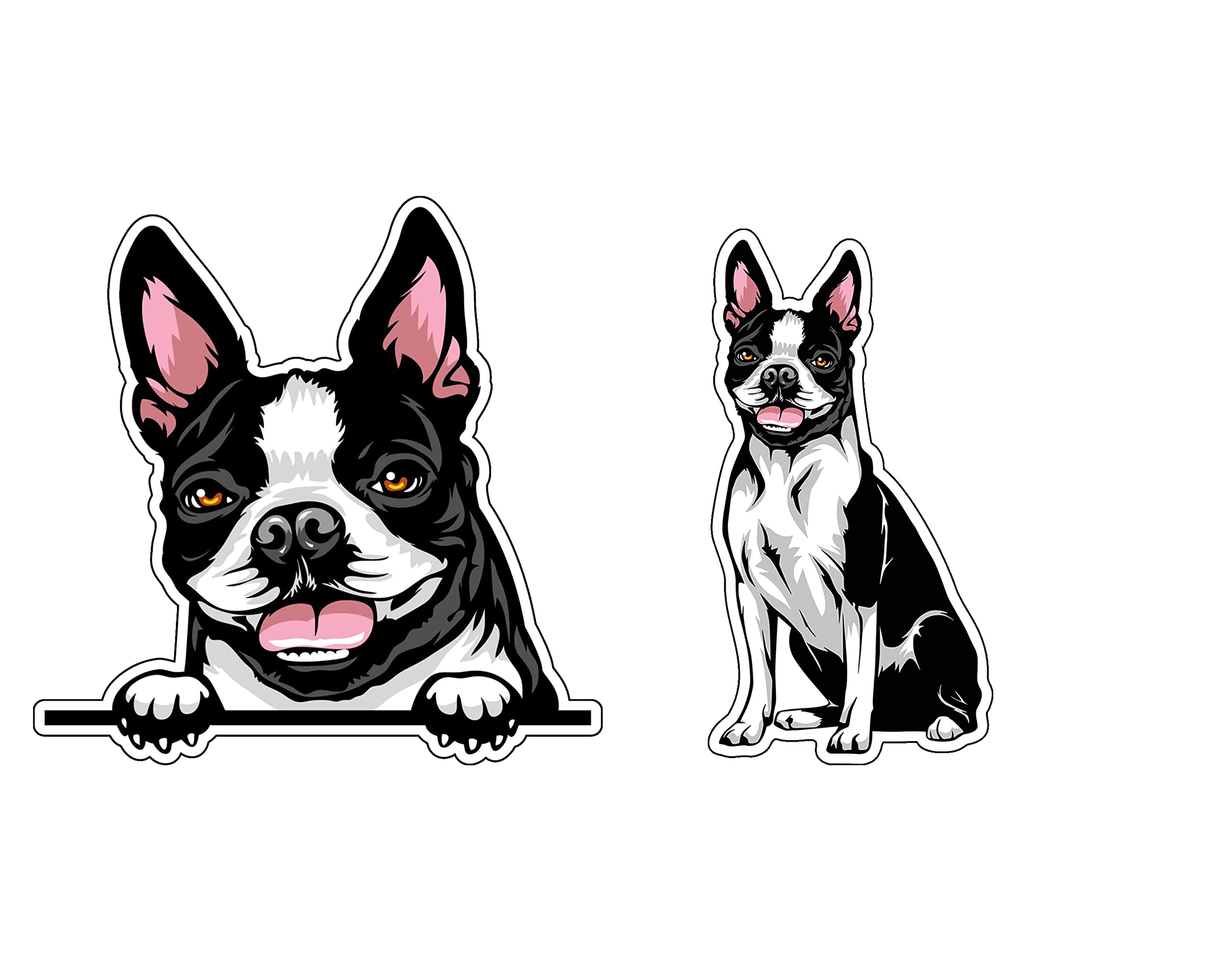 Lot de 2 autocollants Boston Terrier, l'idée cadeau parfaite pour les passionnés