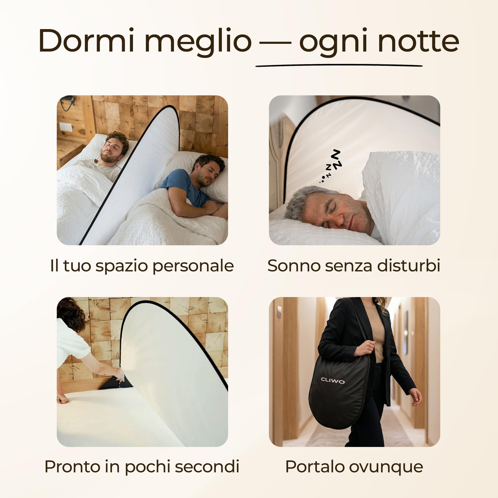 Divisorio Letto Portatile – Separatore per Letto Matrimoniale e Singolo | Privacy e Comfort per Dormire Meglio | Ultraleggero (400 g) | Facile da Montare | Ideale per Viaggi, Hotel, Famiglia