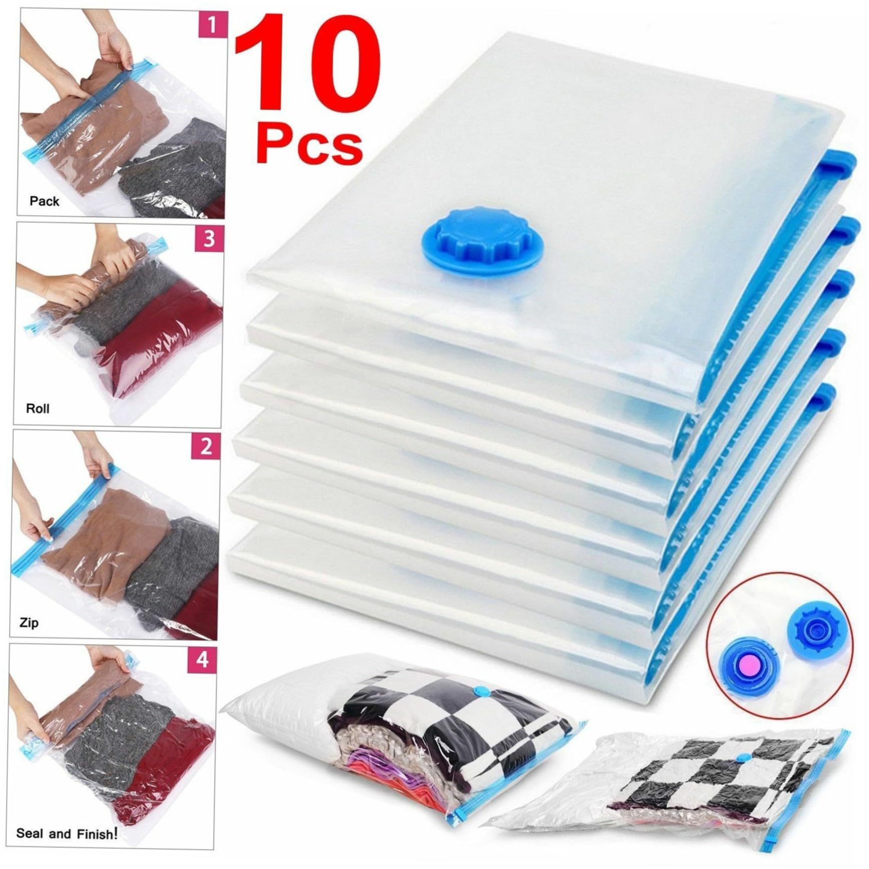 Cabilock Bolsas De Almacenamiento Comprimidas Al Vacío Para Ropa 70 X 100 Cm Juego De Bolsas De Almacenamiento Al Vacío Para Fundas De Edredón
