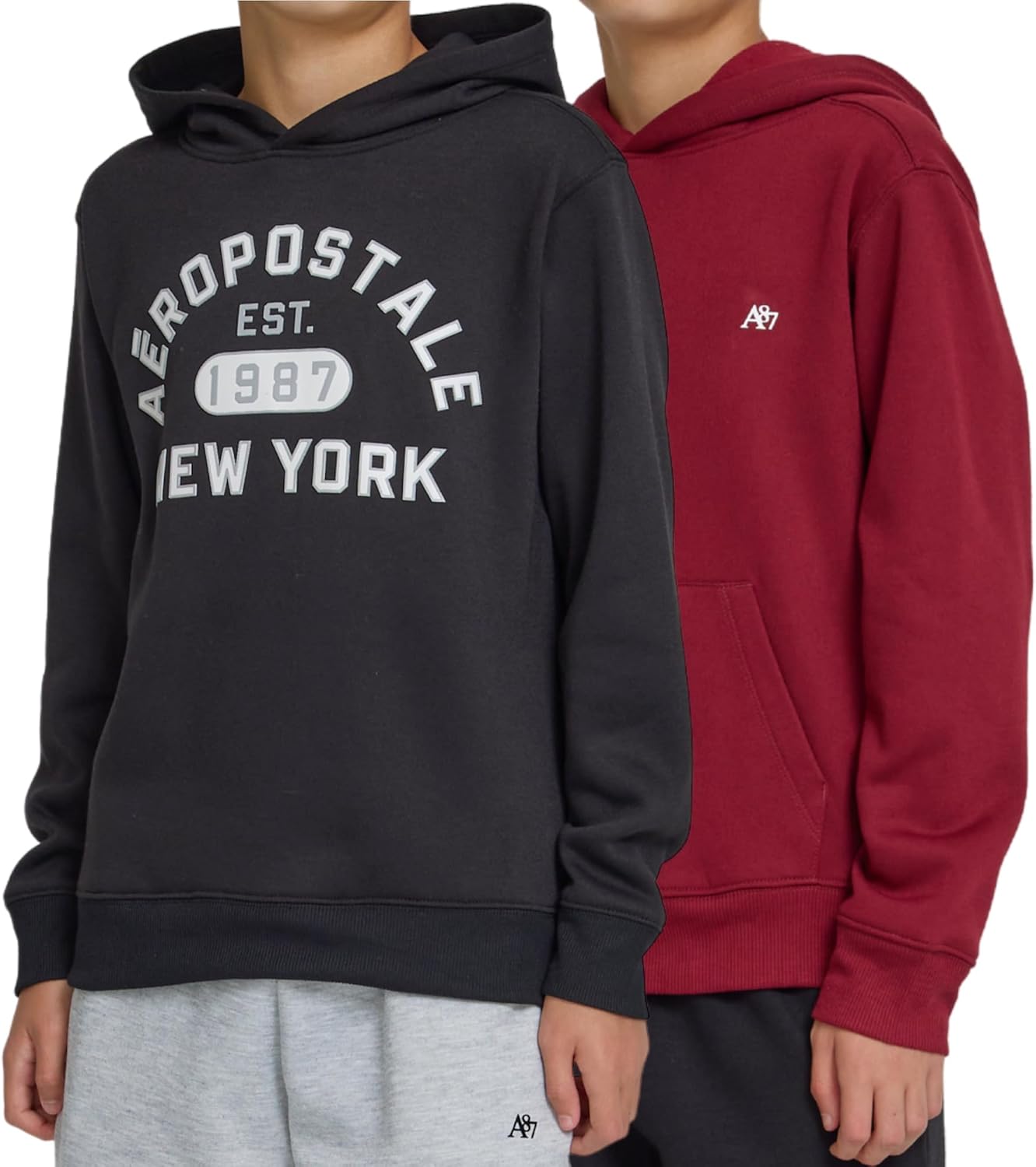 AEROPOSTALE Boys Hoodie 2 Pack – Premium Comfy Fleece Hooded Pullover for Kids, Soft Boys Sweatshirts Set, Size 4-20