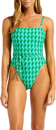 قطعة واحدة نسائية من Seafolly ذات رقبة مربعة قابلة للعكس