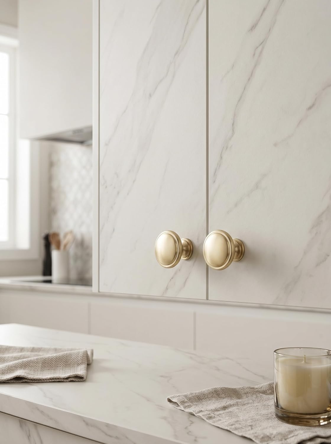 Goo-Ki 6 Pack Cabinet Knobs Champagne Bronze Drawer Knobs Solid Zinc Alloy Kitchen Hardware - Modern Dresser Knobs Single Hole/Screw Bar Cabinet Pulls,9363UBR-DAN