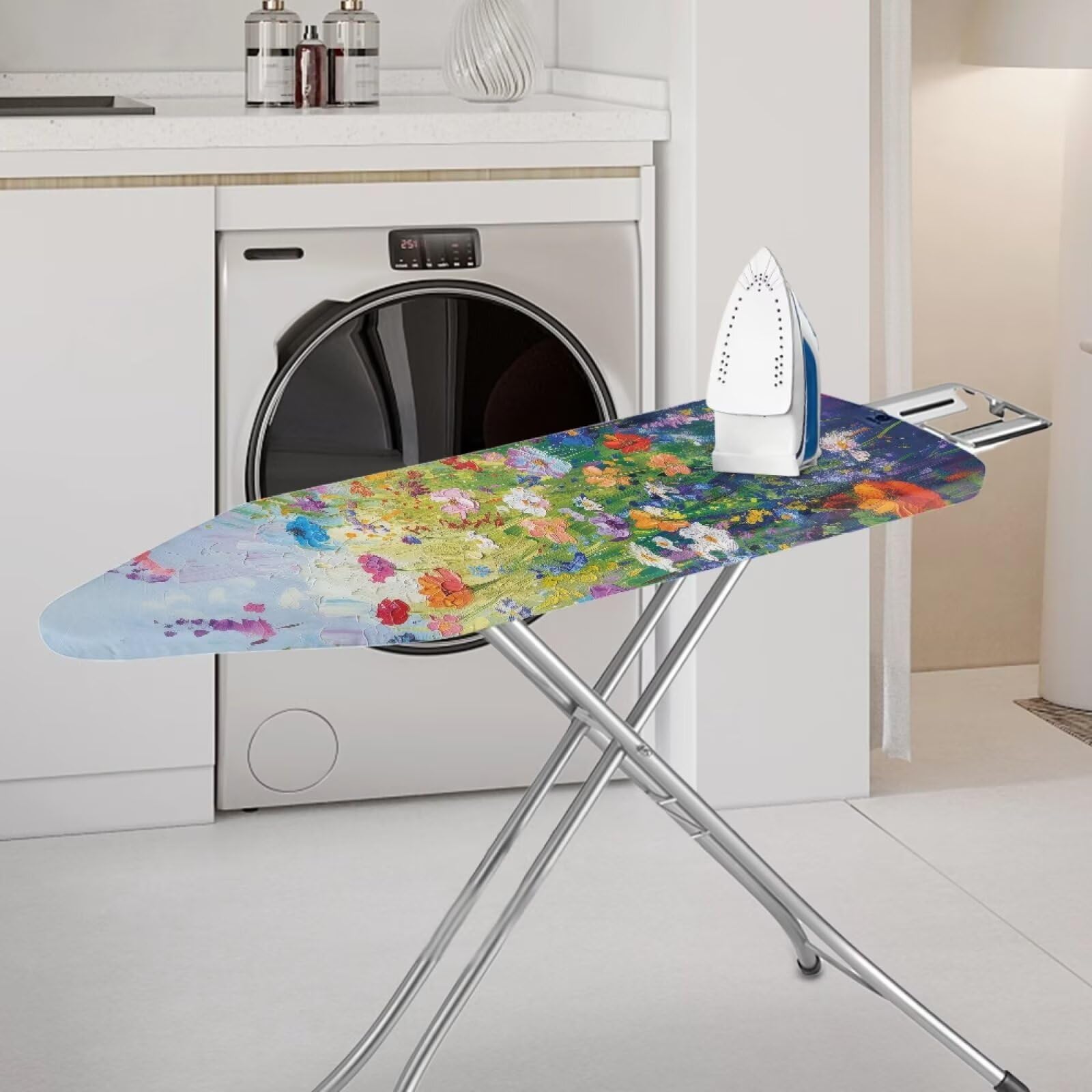 Gekhuqory Wild Floral Art Ironing Board Cover, Stain Resist, 15''x54'' Standard Size Ironing Board Cover with Elastic Edges