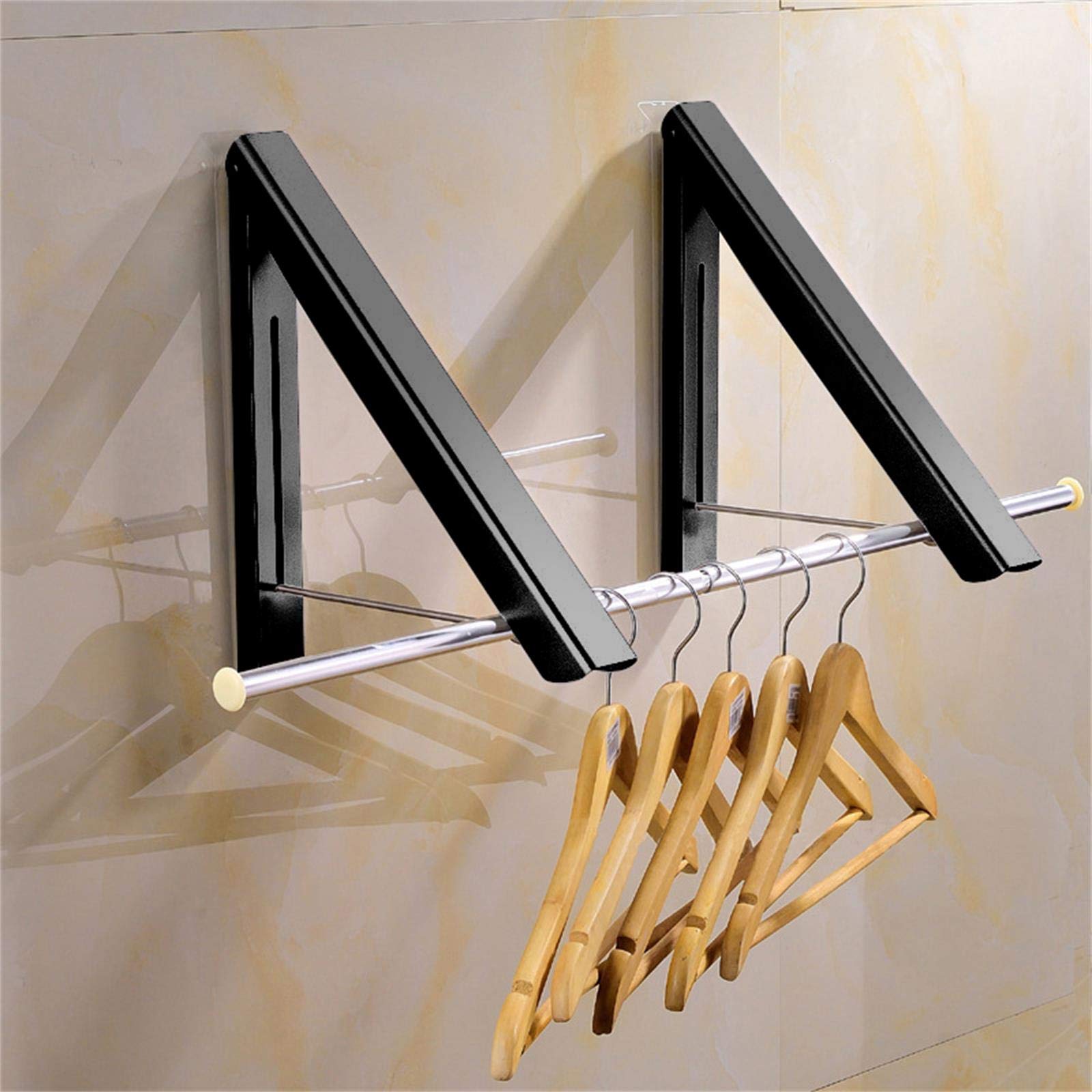 Clothes Drying Rack Indoor/Outdoor Wall Mounted Folding Aluminum Folding Clothes Hanger Hanging on Bathroom,Bedroom Balcony and Laundry,Home Storage Organizer (2 Pack Black)