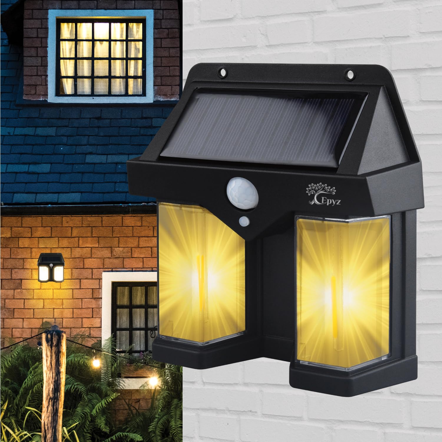 Epyz Solar Lights Outdoor Waterproof Solar Double Wall Motion Sensor Light, 3 Lighting Modes Solar Security Wall Light Fixtures for Garden Black [ Pack of 1, Warm Yellow ] (B0DBR6XN7N) Amazon Price History, Amazon Price Tracker
