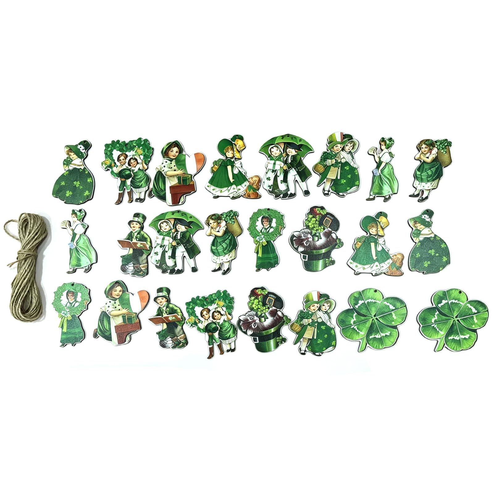 24 Count Irish Themed Wooden Hanging Ornament Patrick ' s Day Decorations for Cultural Holidays Celebration Supplies Cultural Holidays Celebration Supplies