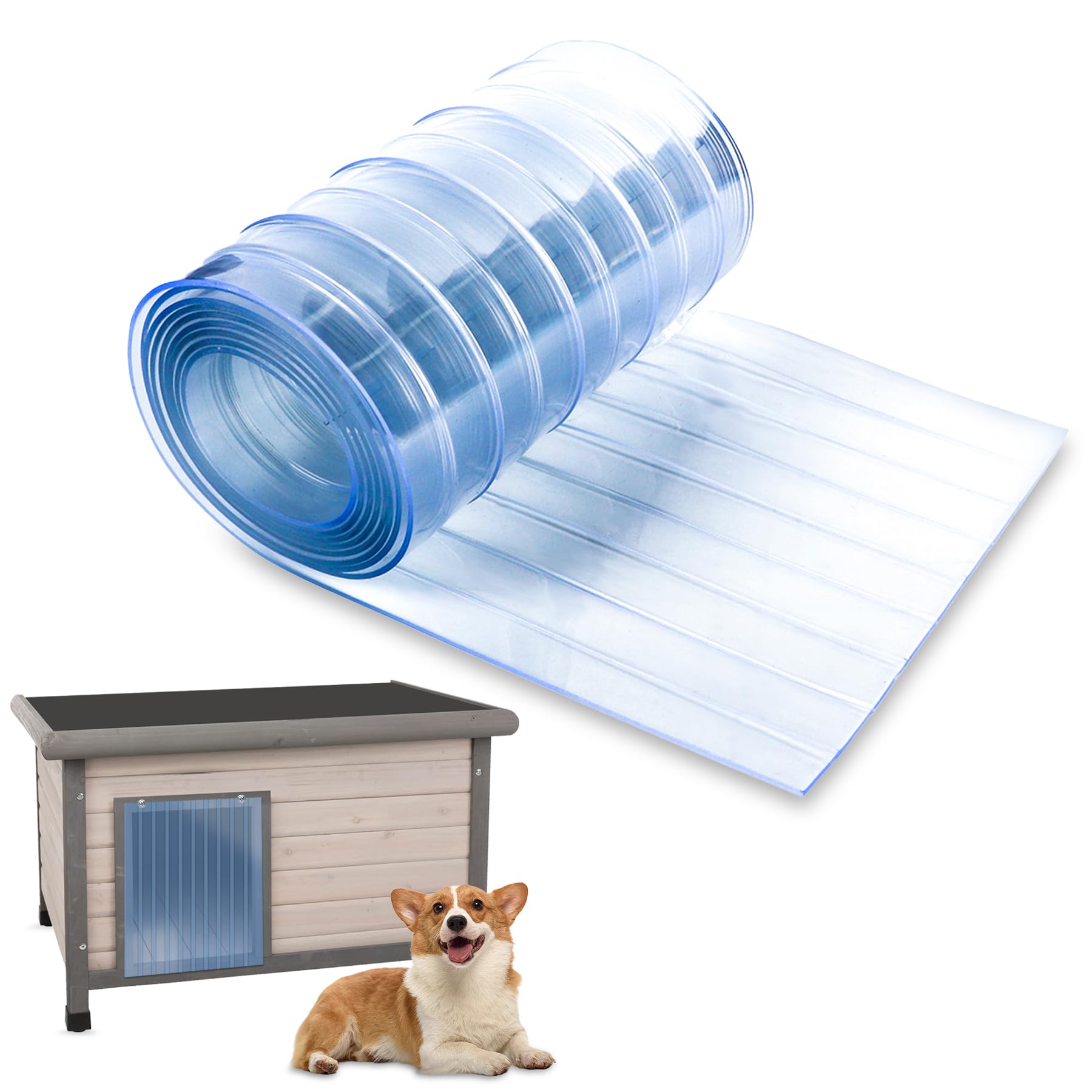 Plastic Vinyl Replacement Strip Curtain 8’ x 7.6”, 0.08” Thickness Walk in Freezer Cooler Curtain Strips, Plastic Curtain Strips for Commercial Entry Doors, DIY Dog Cat House Entry Door