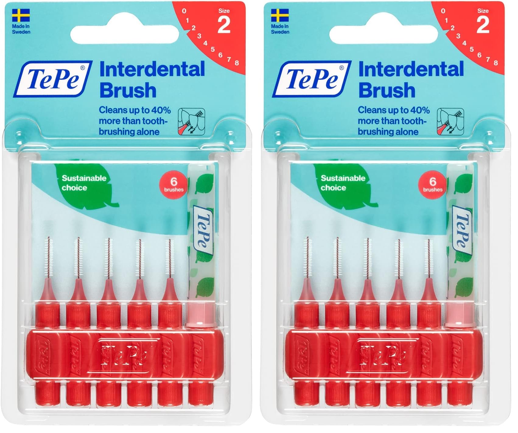 TEPE Blister 0.5 MM - KIRMIZI Diş Arayüz Fırçası (1 x 6 Adet) (2 paketi)