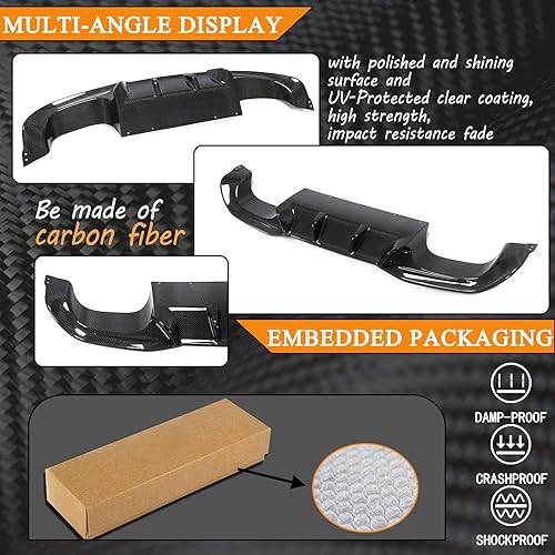 Miniatura 7 de MCARCAR KIT Difusor trasero de fibra de carbono para BMW Serie 2 F87 M2 Coupé 2016-2020 CF difusor de parachoques trasero inferior Kit de cuerpo de