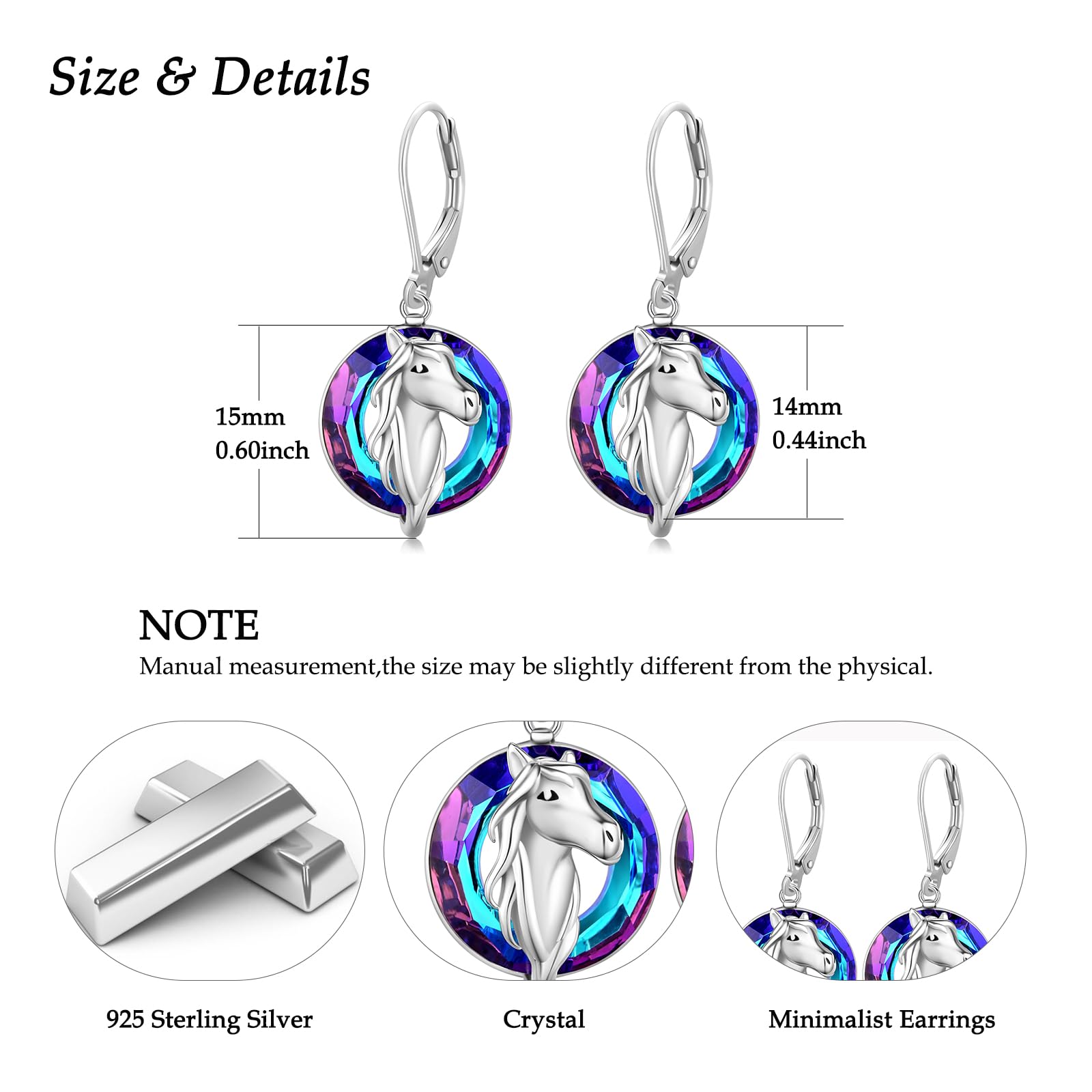 Pferd Ohrringe für Kinder Sterling Silber 925 Mädchen Kinder Ohrstecker, Pferd Schmuck Geburtstag Geschenke für Frauen Tochter