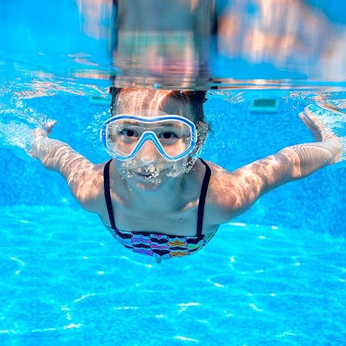 Miniatura 4 de Gafas de natación para niños con cubierta para la nariz, máscara de buceo de esnórquel para niños y niñas de 5 a 15 años, gafas de natación antivaho