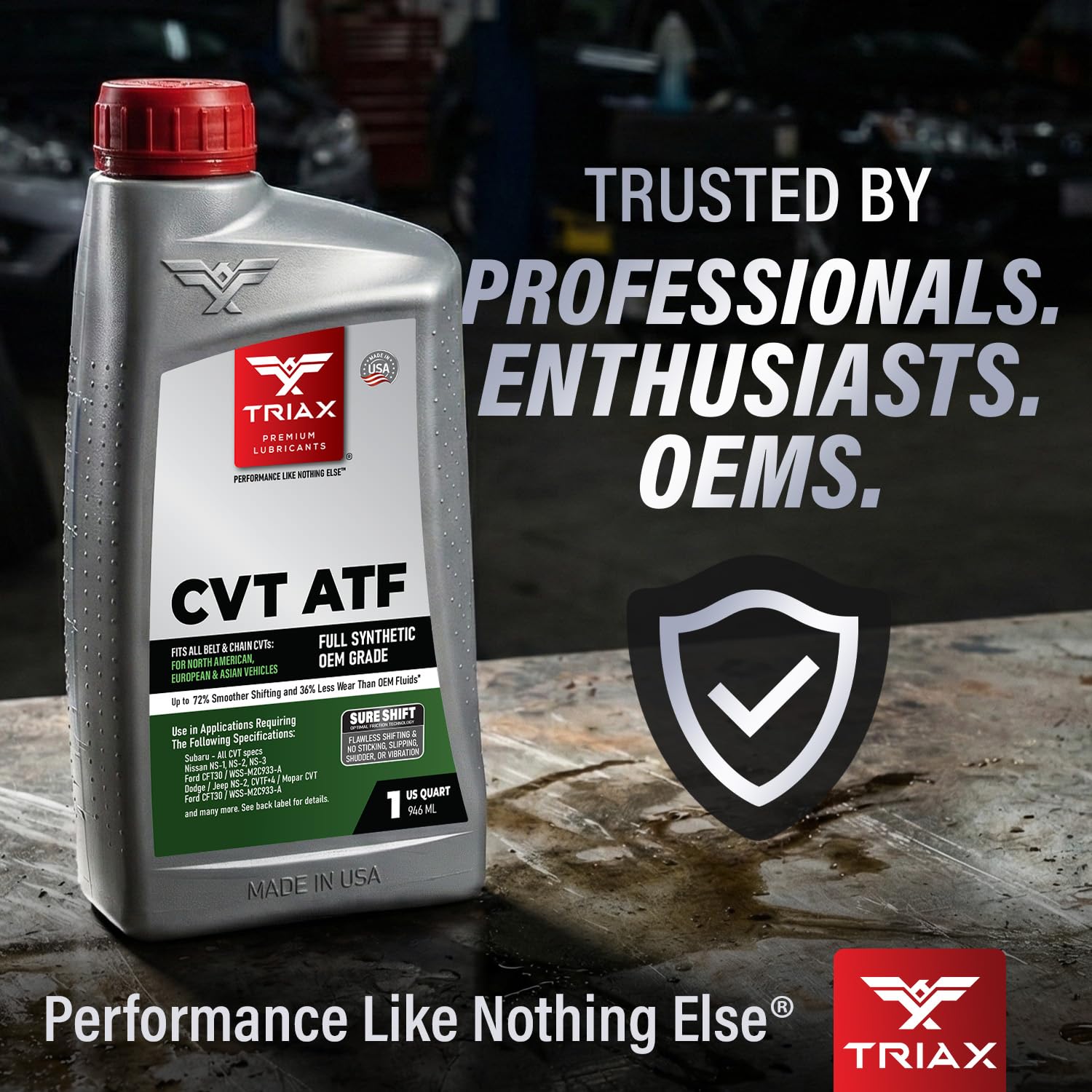 TRIAX CVT ATF OEM Grade Universal Non-Slip CVT Transmission Fluid; Surpasses All OEM Specs (1 Quart)