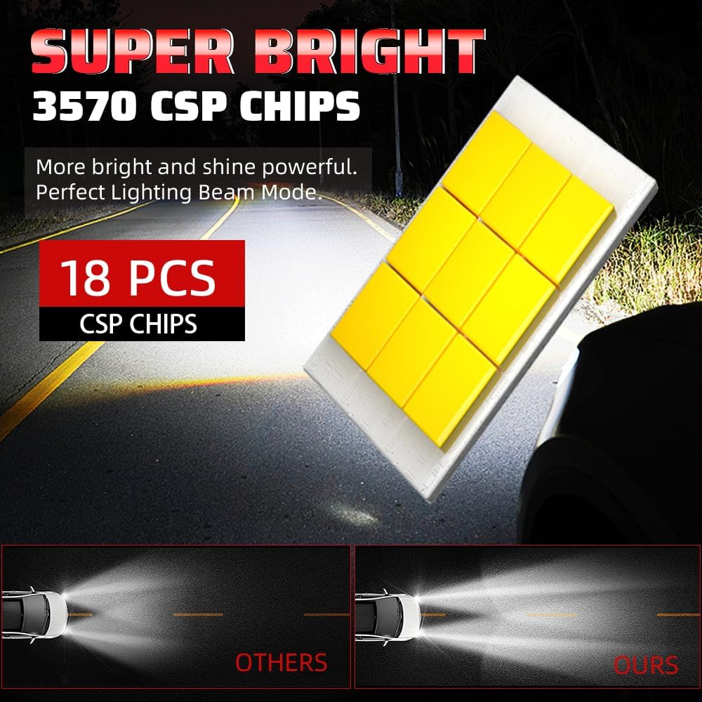 For Mercedes-Benz C250 C300 C350 Light Bulbs combo, H7 H7 Hi-Low Beam,600% Brighter Lightness,Plug and Play,60000+ Hours Lifespan,IP68 Waterproof(Pack of 4)