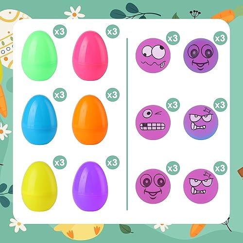 Miniatura 3 de Paquete de 24 huevos de Pascua rellenos con juguetes en el interior, bolas hinchables de Pascua para niños, rellenos de cesta de Pascua a granel,