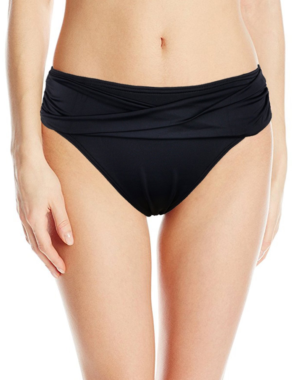 Septangle Women's Full Coverage Black Bikini Bottom Hipster Swim Brief