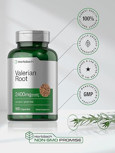Miniatura 6 de Horbaach Cápsulas de raíz de valeriana  2400 mg  150 unidades  Suplemento de extracto  Sin OMG, sin gluten  por Horbaach