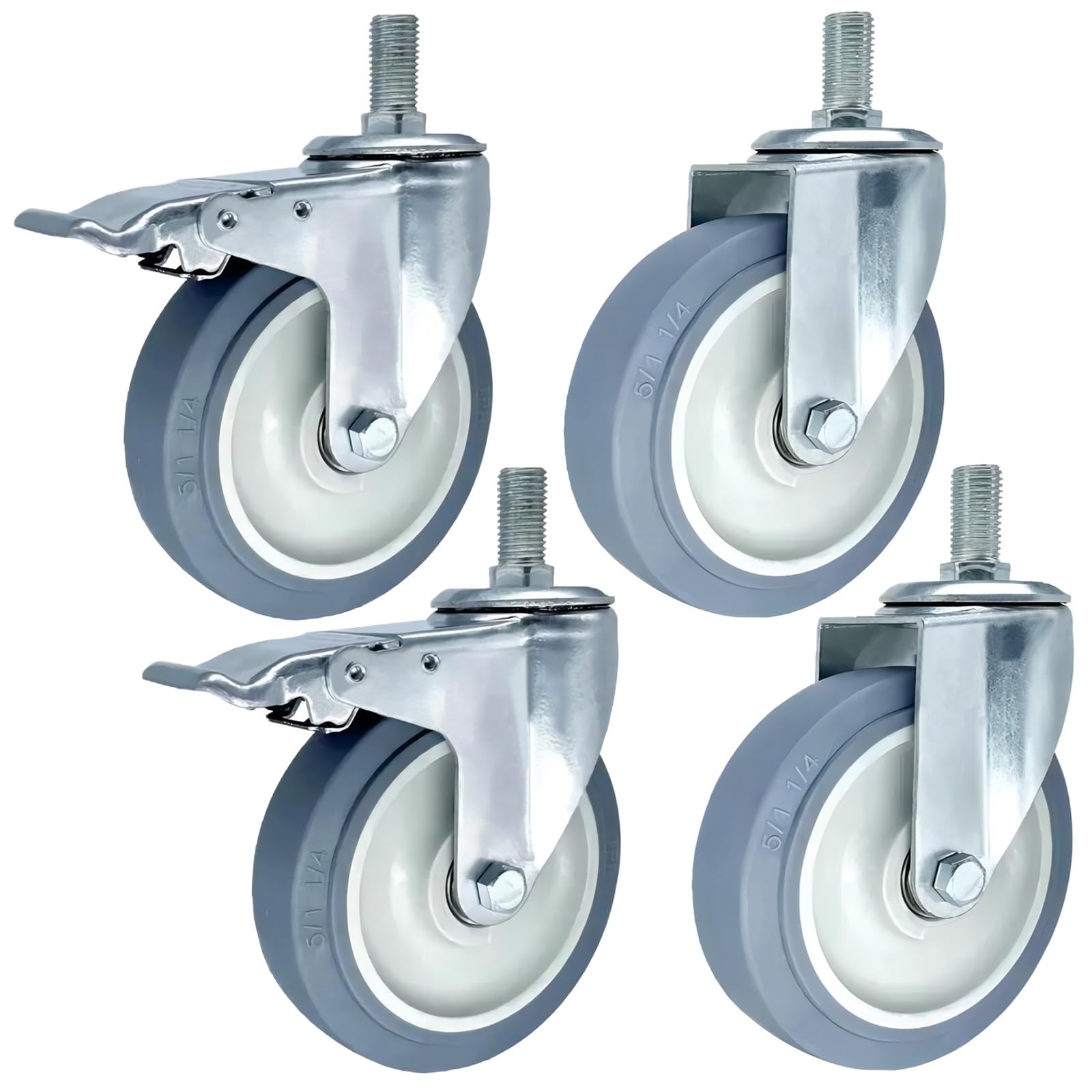 Roulettes pivotantes robustes TPR 3" à 5" avec freins M14 et M12 pour chariot