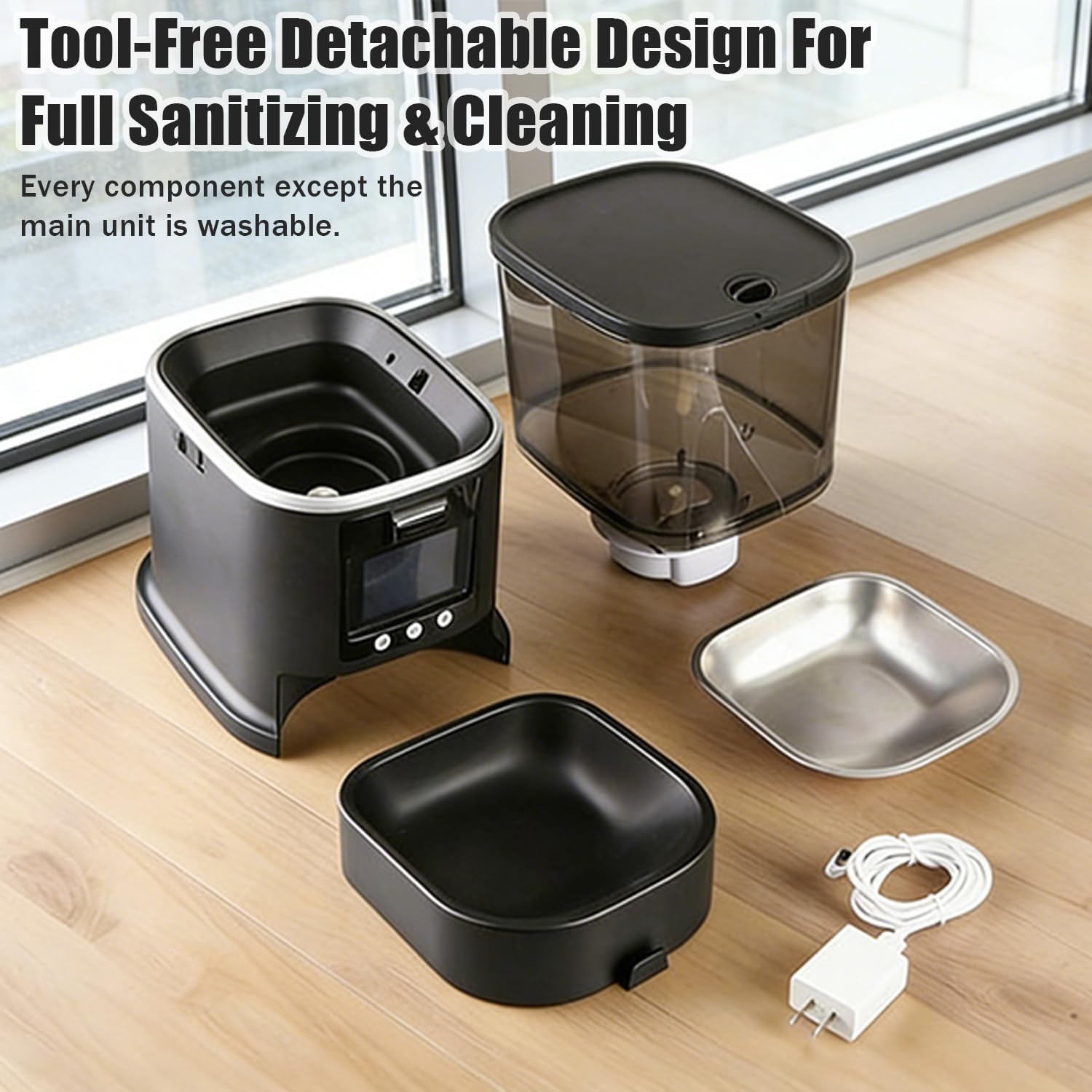Automatic Cat Feeder with Camera, 5G WiFi Cat Dry Food Dispenser with 5L Large Food Storage Container, 2-Way Audio, 1080P HD Video with Night Vision, Timed Dog Cat Feeder for Multiple Pets